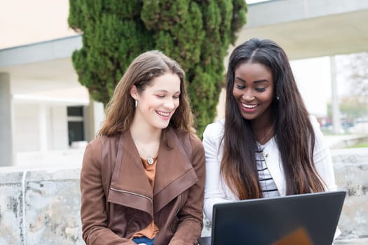 Group multi ethnic young students at the university campus