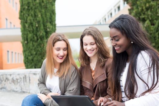 Group multi ethnic young students at the university campus