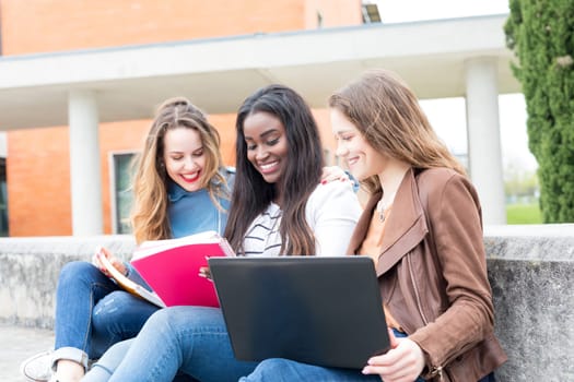 Group multi ethnic young students at the university campus
