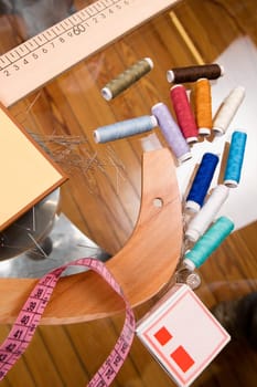 Sewing items in a clothing design studio