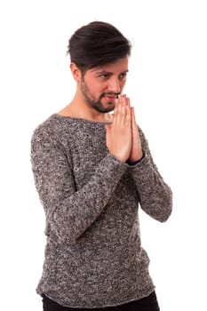 Studio picture of a young and handsome man posing isolated