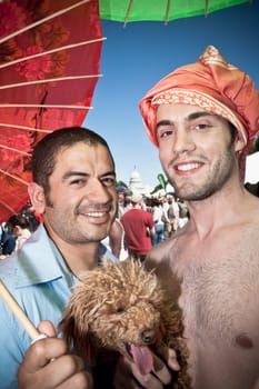 Close_up of a male homosexual couple, DuPont Circle, Washington DC, USA