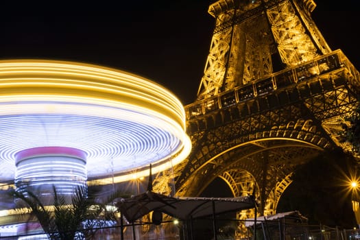 PARIS, FRANCE - OCTOBER 9, 2018: The beautiful Eiffel tower at night