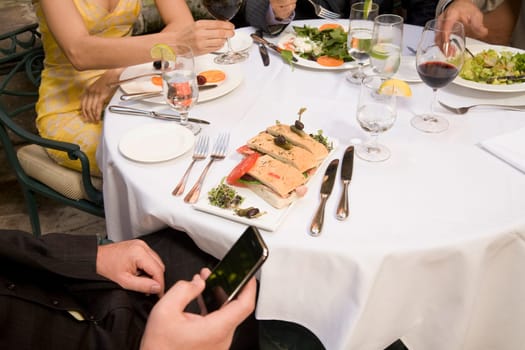 Business executives having lunch in a hotel, Biltmore Hotel, Coral Gables, Florida, USA