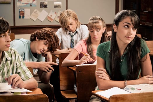 Students sitting in a classroom