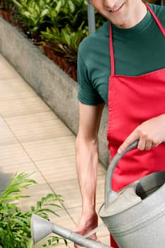 Man watering plants