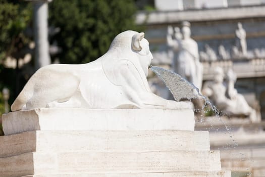 Statues in the Piazza del Popolo in Rome, Italy, the middle of Summer
