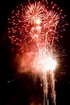 Fireworks display at night