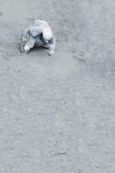 High angle view of a construction worker working at a construction site