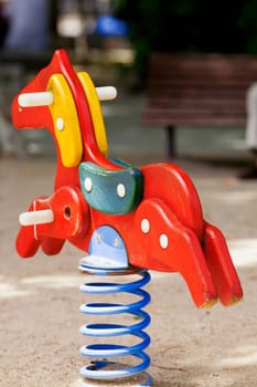 Close_up of a horse spring ride