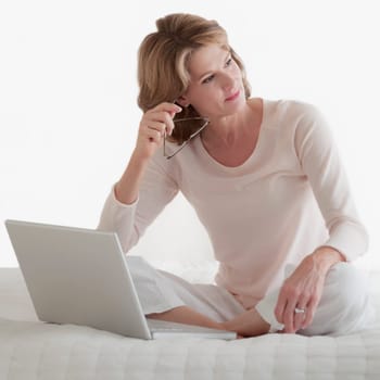 Woman working on a laptop