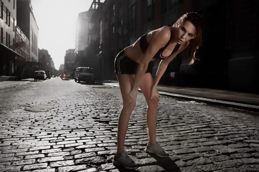 Woman taking a break during exercise