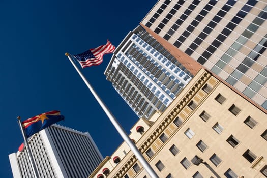 Low angle view of commercial buildings, Phoenix, Maricopa County, Arizona, USA