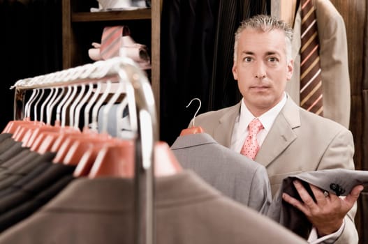 Customer shopping in a clothing store