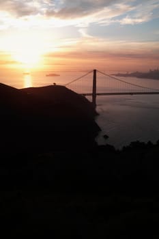 Suspension bridge across a bay, Golden Gate Bridge, San Francisco, California, USA