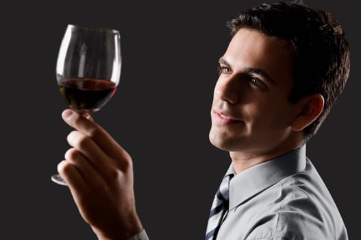 Businessman holding a wine glass