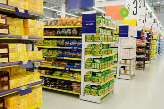 Packed food in a supermarket