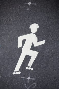 Close_up of a SkaterŽs Lane sign, Hudson River, New York City, New York State, USA