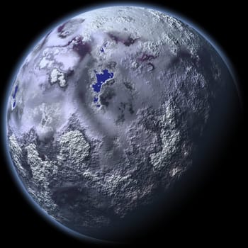 Computer generated planet, isolated over black background