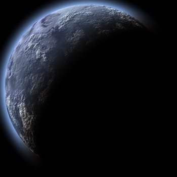 Computer generated planet, isolated over black background