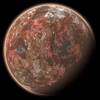 Computer generated planet, isolated over black background