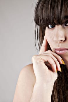 Beautiful woman fashionable portrait, digitally edited