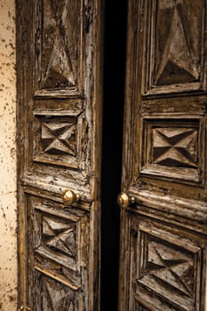 Close_up of doors, Torre Pallavicina, Bergamo Province, Lombardy, Italy