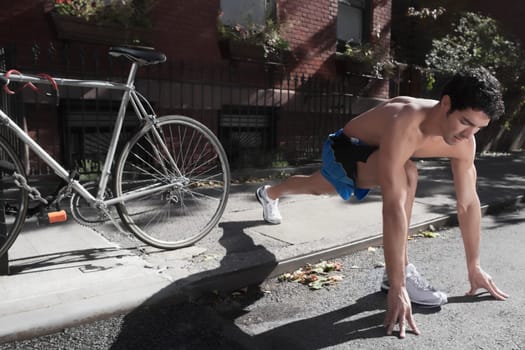 Man exercising in a street