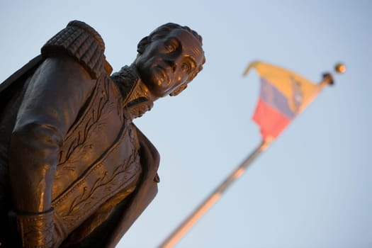 Low angle view of a statue of Simon Bolivar