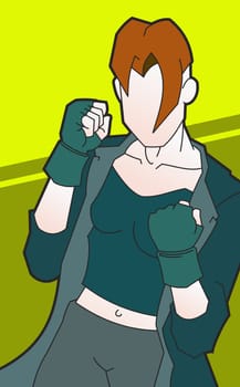 Woman wearing boxing gloves