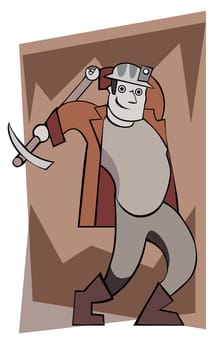 Miner working with a pick axe