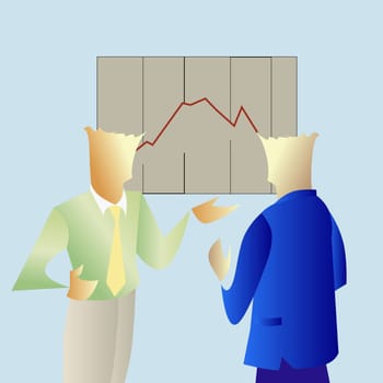 Two businessmen talking to each other