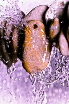 Water splashing on pebbles