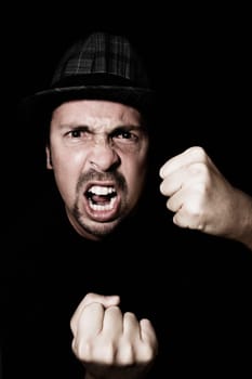 Portrait of a man screaming