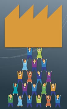 Business executives forming a human pyramid