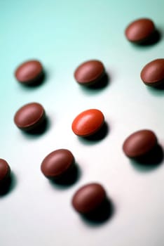Close_up of brown pills