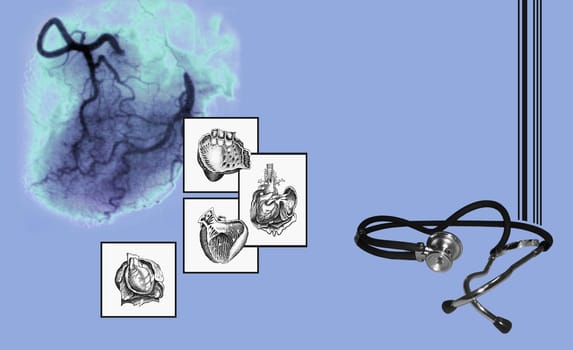 Stethoscope with diagrams of human organs