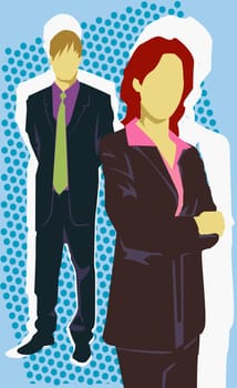 Businesswoman standing in front of a businessman