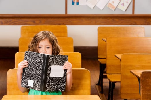 Schoolgirl studying in a classroom