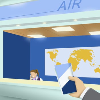 Human hand holding a passport