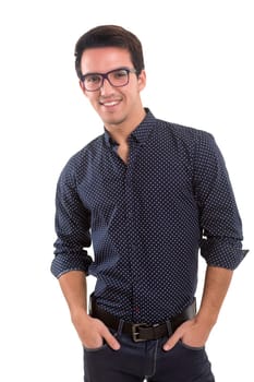 Studio picture of a young and handsome man posing isolated