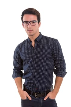 Studio picture of a young and handsome man posing isolated