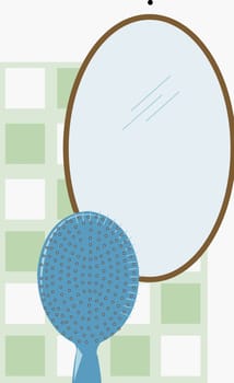 Hairbrush and a mirror