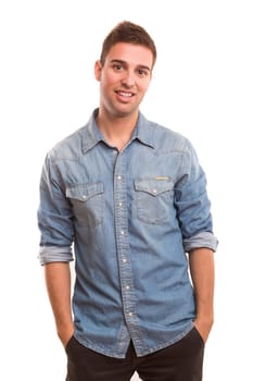 Studio picture of a young and handsome man posing isolated