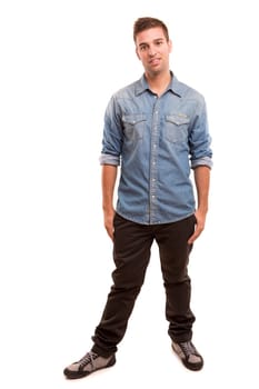 Studio picture of a young and handsome man posing isolated