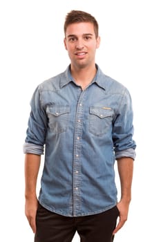 Studio picture of a young and handsome man posing isolated