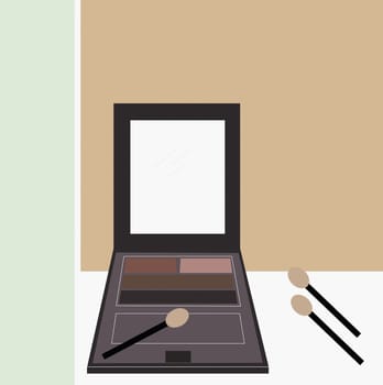Compact with make-up brushes