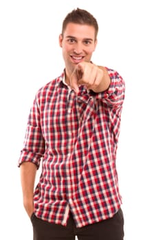 Young student expressing positivity - isolated over white