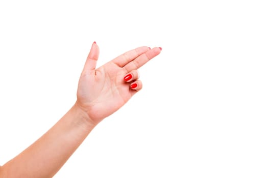 An isolated hand making a gun gesture