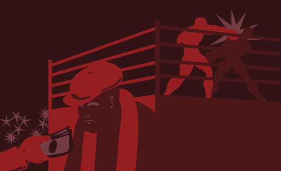 Two boxers fighting in a boxing ring